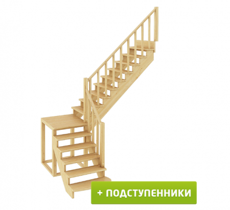 Лестница К-002м/2 с подступенками П сосна