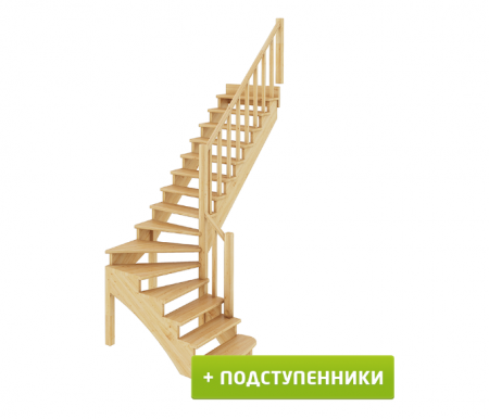 Лестница К-001м/4 с подступенками П сосна