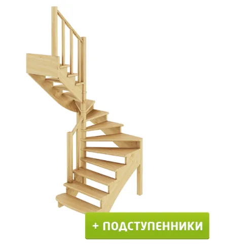 Лестница К-003м/2 с подступенками Л дуб