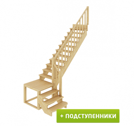 Лестница К-002м/1 с подступенками П сосна