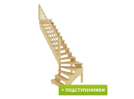 Лестница К-001м/3 с подступенками Л дуб